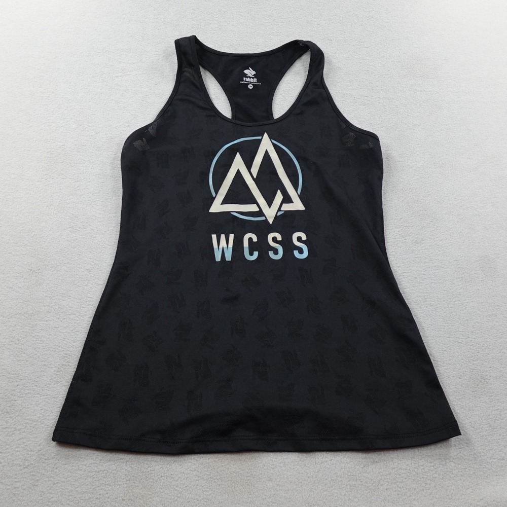 Rabbit Running Bunny Hop Singlet Shirt Womens Small Black WCSS Logo Running Tank